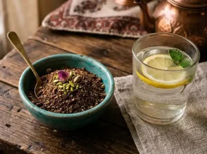 قاووت با آب ولرم و آب‌لیمو